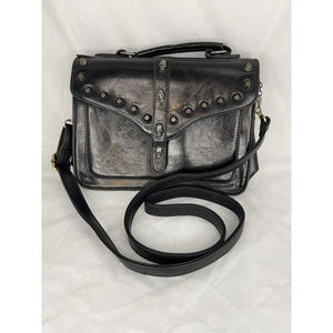 Black Gothic Saddle Bag Messenger Purse Skull studded Biker Halloween